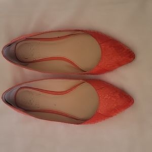 Vince Camuto Alley Summer Scale Leather Fruity Orange Flats Studded Size 7.5